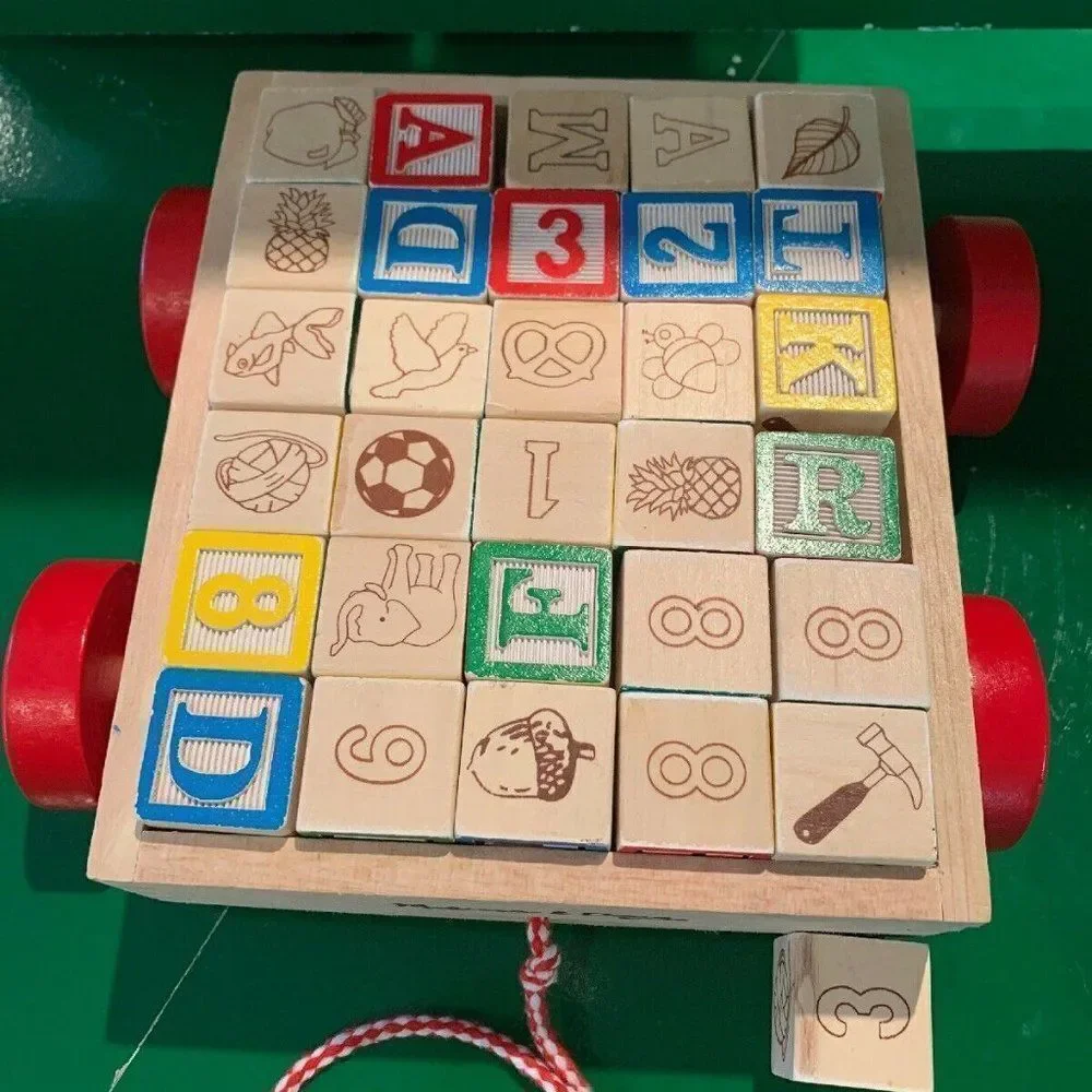 Melissa & Doug Number Letter Picture Wooden Blocks